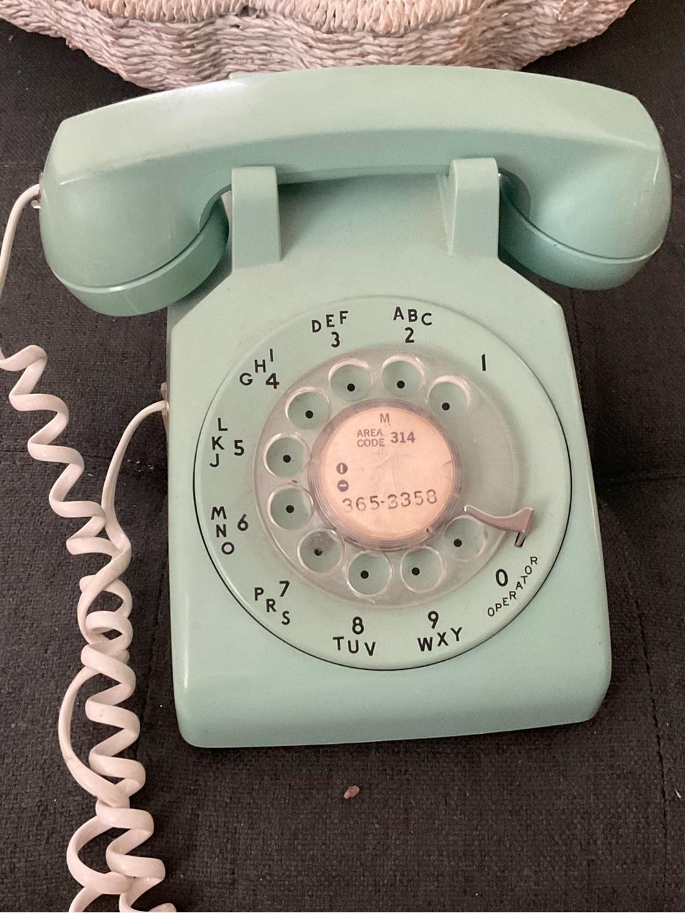 Vintage Rotary Desk Phone in Mint Green